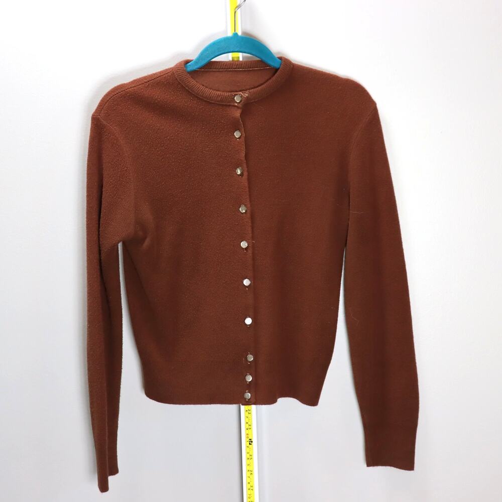 Vintage Brown Fleece Button‎ Front Cardigan Sweater | Long Sleeve | Women’s S/M